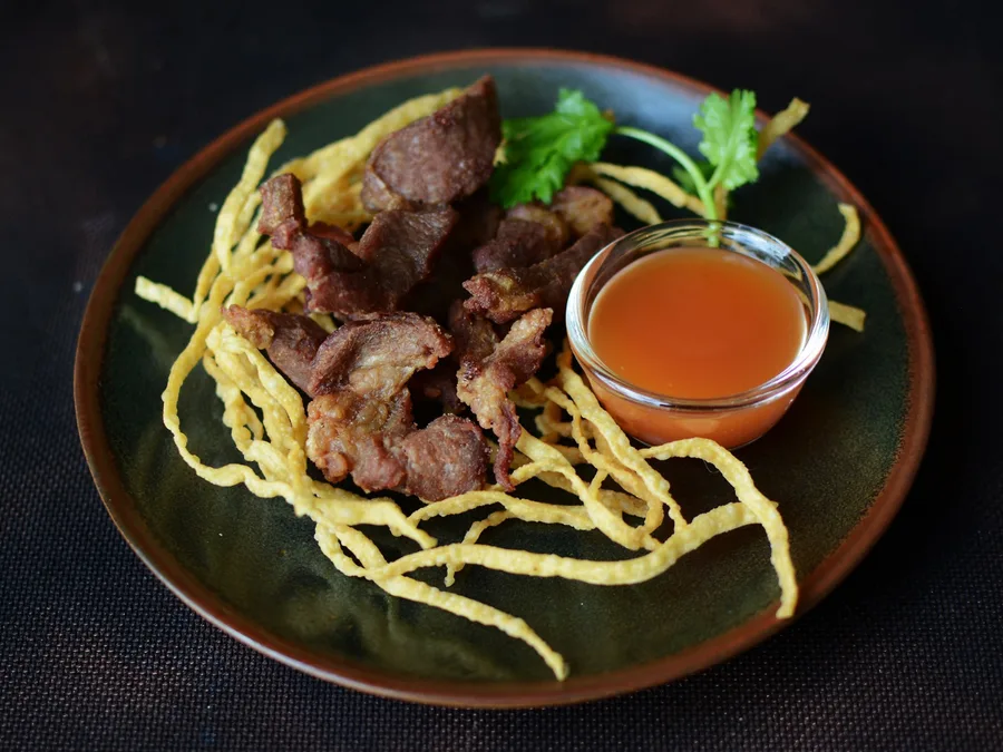 Sun-Dried Pork with Sriracha Chilli Sauce